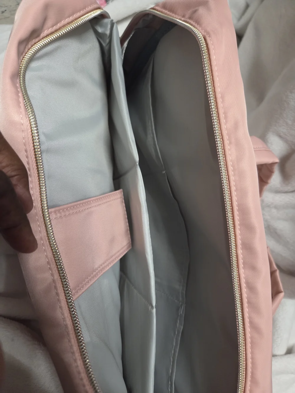 Pink Laptop Tote Bag with Gold Accents